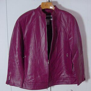 Vtg JL Studio For Jessica London Maroon Red Women's Cafe Racer Jacket Sz 18W